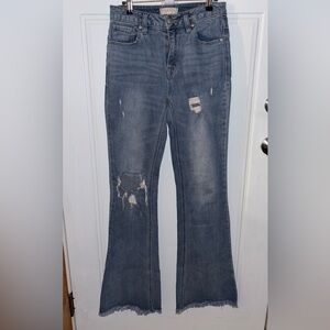 Harper Distressed High Rise Flare leg Jeans - Blue Sz. 25
